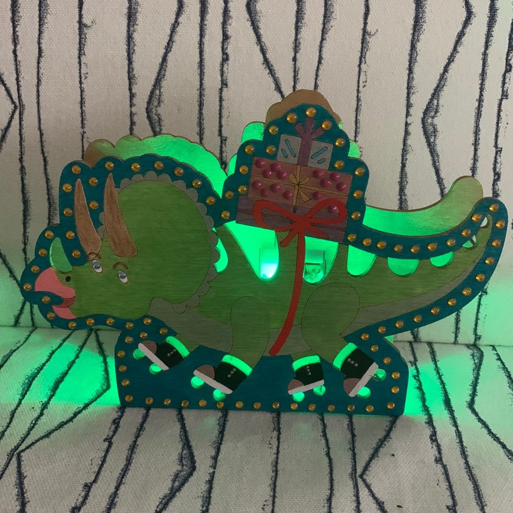 #689 - Hand Painted LED Christmas Dino